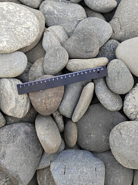 Kamenclub.ru: Галька речная плоская (серо-белая) фр. 70-120 мм. купить в Челябинске галька галечник речной серый, белый окатанная плоская  природная галька 9000 руб/т   фото КАМЕНЬ КЛУБ