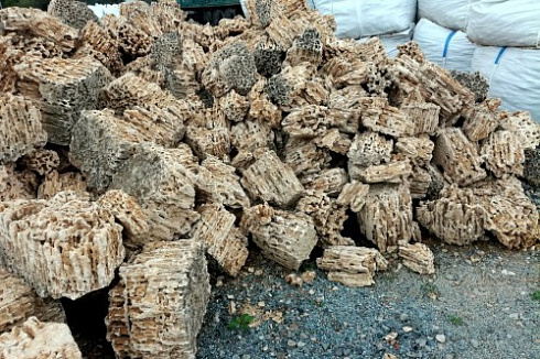 Kamenclub.ru: Крымский природный меотис фр. 100-500 мм.  купить в Челябинске меотис бежевый рыжий молочный желтый ракушечник 4 500 руб/т   фото КАМЕНЬ КЛУБ