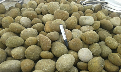 Kamenclub.ru: Песчаник ядра, фр. 100-300 мм  купить в Челябинске песчаник бежевый серый рыжий речная галька 5 000 руб/т   фото КАМЕНЬ КЛУБ