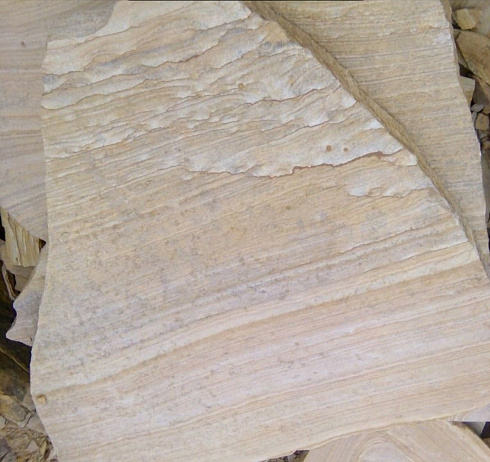 Kamenclub.ru: Песчаник пластушка желтый с рисунком (4-6 см)  купить в Челябинске плитняк пластушка желтый с рисунком песчаник 9 000 руб/м3   фото КАМЕНЬ КЛУБ